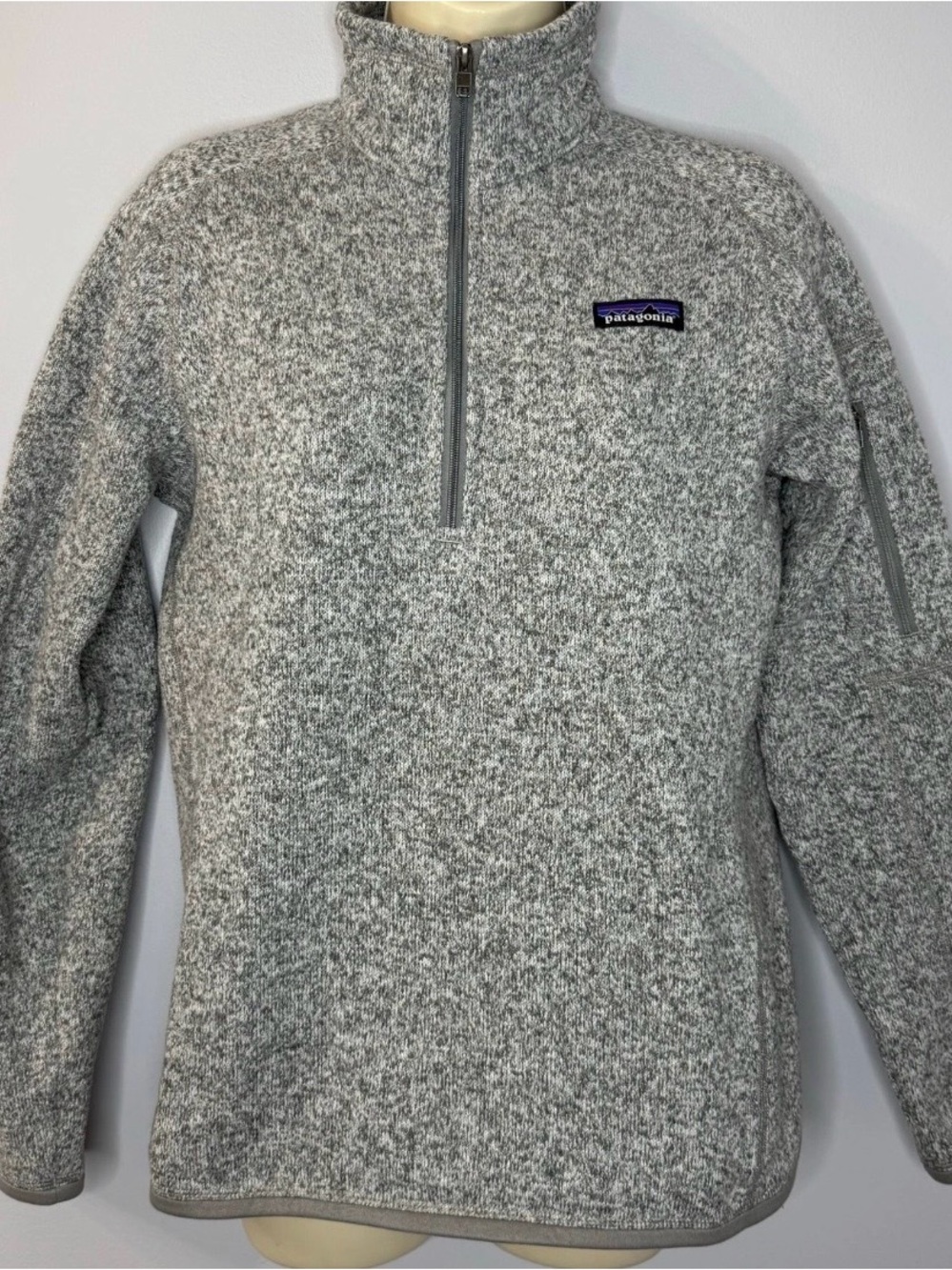 Patagonia Women's Better Sweater 1/4-Zip Fleece Sweatshirt Birch White Grey S